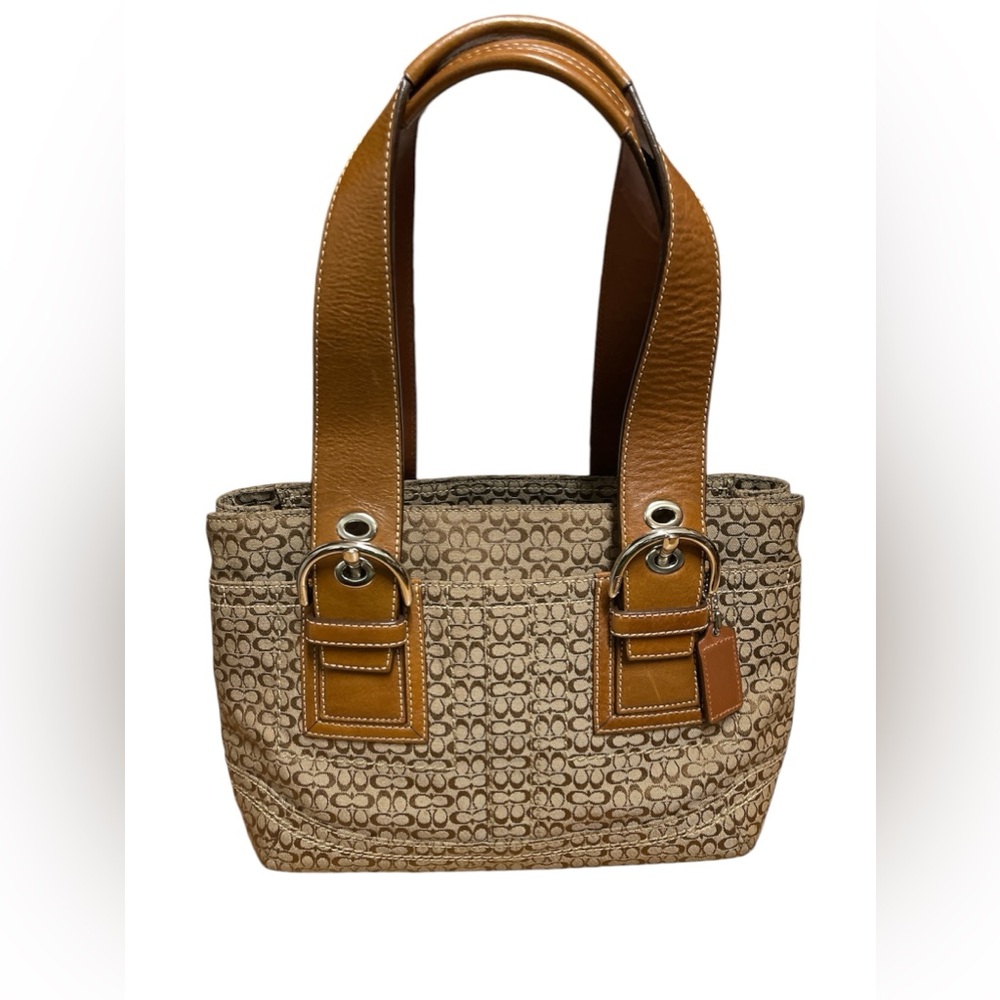 Coach soho signature brown monogram leather shoulder bag